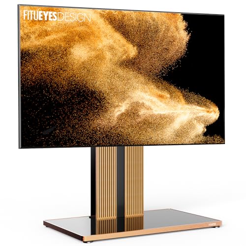 FITUEYES Design TV Ständer für 75 80 85 90 100 Zoll Fernseher bis 80 kg TV Stand aus Buchenholz luxuriös modern TV Standfuss höhenverstellbar von FITUEYES