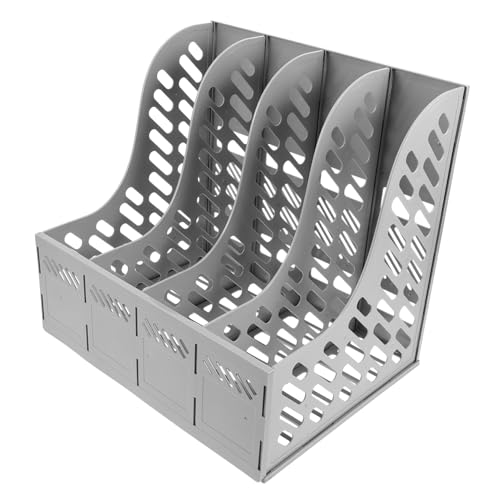 FIXOSHEE 1 Satz Dateispeicherordner schreibtischgestell tischregal schreibtisch aktenbox aktenmappe mappen Desktop-Organizer Vertikaler Datei-Organizer Aktenständer Bücherregal Plastik Grey von FIXOSHEE