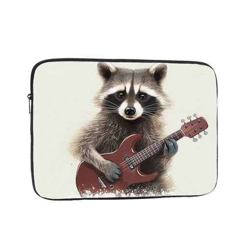 Funny Raccoon Laptophülle, 43,2 cm (17 Zoll), Laptophülle, Computer-Tragetasche, stoßfest, schützende Notebooktasche, tragbare Laptoptasche, wasserdichte Aktentasche, Tasche für Männer und Frauen von FJWSLCH