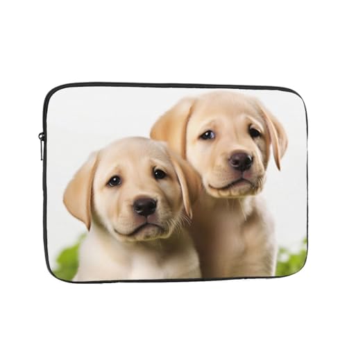 Laptophülle mit lustigem Labrador-Welpen-Motiv, 15 Zoll (38,1 cm), stoßfest, schützende Notebook-Tasche, tragbare Laptoptasche, wasserdichte Aktentasche, Tasche für Männer und Frauen von FJWSLCH