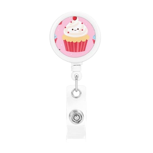 Niedlicher Cupcake-Ausweishalter mit Schlüsselanhänger, Ausweishalter mit Gürtelclip, Ausweishalter, niedlicher Namenskartenhalter für Krankenschwester, Büro, Lehrer von FJWSLCH