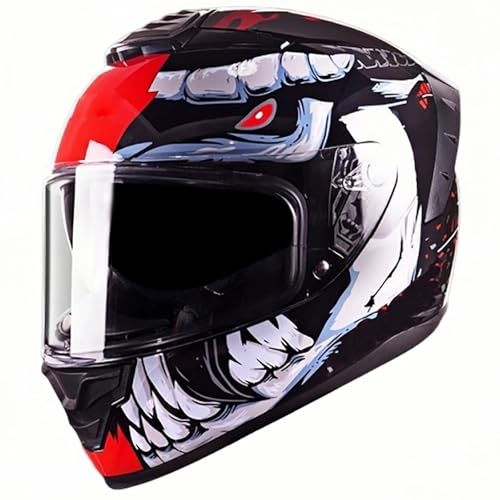 Integraler Motorradhelm, ECE-Zugelassener Herren-Damen-Motorradhelm Mit Doppelvisier, Motocross-Helm, Roller-Motorradhelm C,L/(59~60cm) von FKPYVKUJ