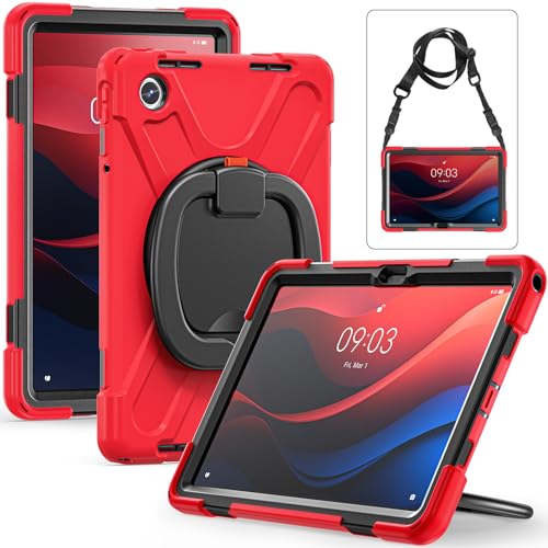 FKQLH Hülle für Xiaomi Redmi Pad Pro 12,1 Zoll, 360-Grad-Ständer und Schulter Schutz Hülle für Xiaomi Redmi Pad Pro 12,1 Zoll, Rot von FKQLH