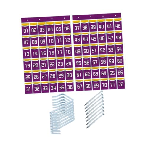 FLCPJGV Taschendiagramm für das Klassenzimmer, Kartentaschen-Organizer, Hänge-Organizer für das Klassenzimmer für den Schlafsaal, 72 Taschen Violett von FLCPJGV