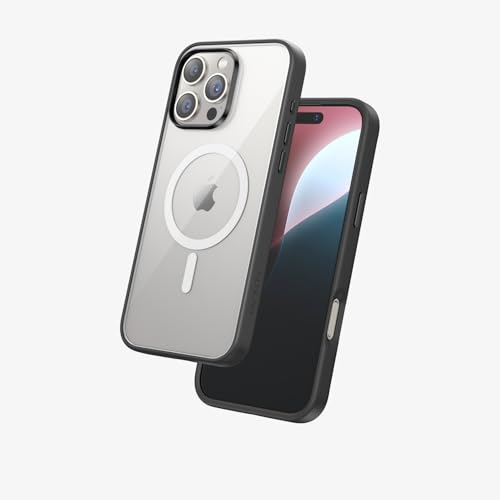 FLOLAB Surtect Tri-Fusion Magnetische Schutzhülle für iPhone 16 Pro, schlankes Design, Magsafe-kompatibel, Militärqualität, Schwarz / Transparent von FLOLAB