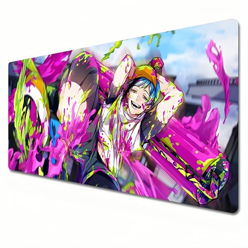 FLUXGOONE Splatoon Mauspad, XXL, schwarz-weiß, große Größe, Anime-Mauspad, 900 x 400 cm, Nahtkante, geeignet für Büro- und Heimschreibtischunterlagen (A03) von FLUXGOONE