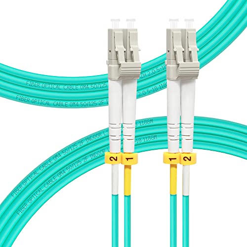 FLYPROFiber 3 M OM4 LC auf LC LWL Glasfaser Patchkabel | Längenoptionen: 0,2m-100m, 40GB/100GB Duplex LC-LC 50/125um Multimode LWL Kabel LSZH 3 Meter, 2 Packs von FLYPROFiber