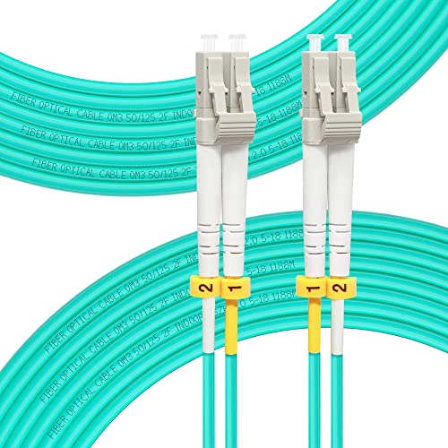 FLYPROFiber 75M OM3 LC auf LC LWL Glasfaser Patchkabel | Längenoptionen: 0,2m-100m, 10 GB Duplex LC-LC 50/125 um Multimode LWL Kabel LSZH 75 Meter von FLYPROFiber