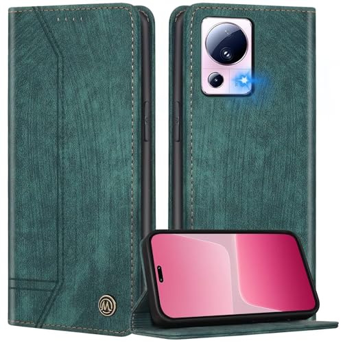 FMPCUON Handyhülle Kompatibel mit Nokia C22 4G Leder Hülle Glatter Touch,Flip Wallet Case Handytasche Tasche Klappbar Schutzhülle für Nokia C22 4G,Grün von FMPCUON