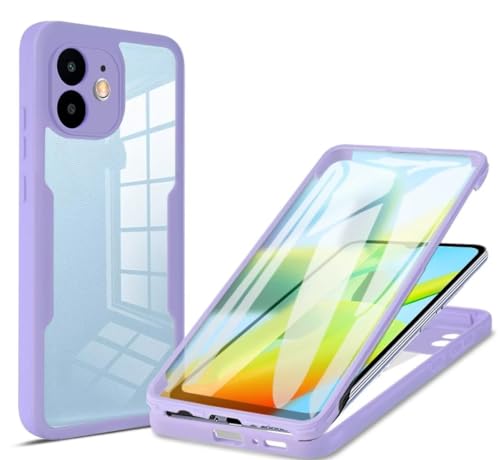 FMPCUON Hülle Kompatibel mit Samsung Galaxy S21/S30 Handyhülle, Superleichte Ultradünne 360 Grad Vollbildabdeckung Vorne und Hinten Gehärtetes Glas Schutzhülle Bumper [Einteiliges Design] Lila von FMPCUON