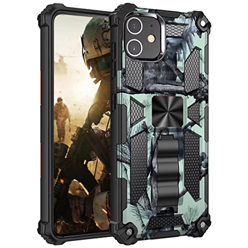 FMPCUON Hülle für iPhone 12 Mini 5.4", für iPhone 12 Mini 5.4" Handyhülle, 360 Grad Armor Panzerhülle Heavy Duty Schutzhülle mit Ständer Case Cover - (Product) Hellgrün von FMPCUON