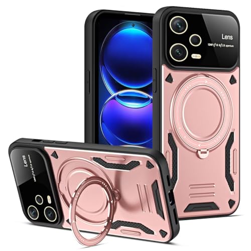 FMPCUON Magic Stand für Xiaomi Redmi Note 12 Pro 5G/Poco X5 Pro Hülle für [Militärschutz] [Unsichtbarer Ständer] Stoßfeste Kratzfeste Handyhülle Case Dünne Griffige Matte Schutzhülle - Roségold von FMPCUON