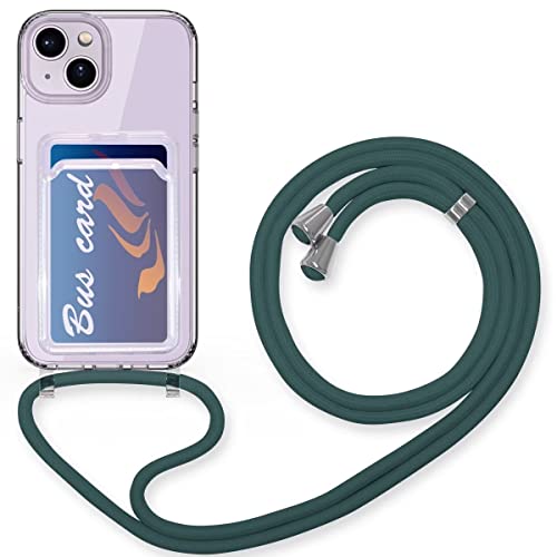 FMPCUON Silikon Handykette für iPhone X/XS Hülle mit Band Handyhülle für zum Umhängen Transparent Schutzhülle zum Umhängeband Abnehmbar Necklace Case mit Kartenfach,Dunkelgrün von FMPCUON