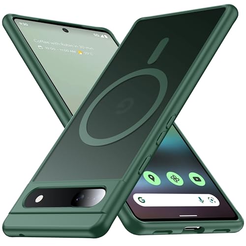 FNDMIL [NO.1 Magnetisch für Google Pixel 6a Hülle mit MagSafe [Militär Stoßfest] [Translucent Matt] [Anti-Fingerabdruck] Hardcase mit Weich Silikon Handyhülle für Pixel 6a Case Dünn 6.1'', Grün von FNDMIL