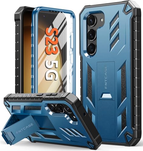 FNTCASE Hülle für Samsung Galaxy S23 Handyhülle: Rugged Militärischer Grad 360 Rundumschutz Hülle mit Eingebauter Ständer Fallschutz rutschfest Hüllen für Galaxy S23 von FNTCASE