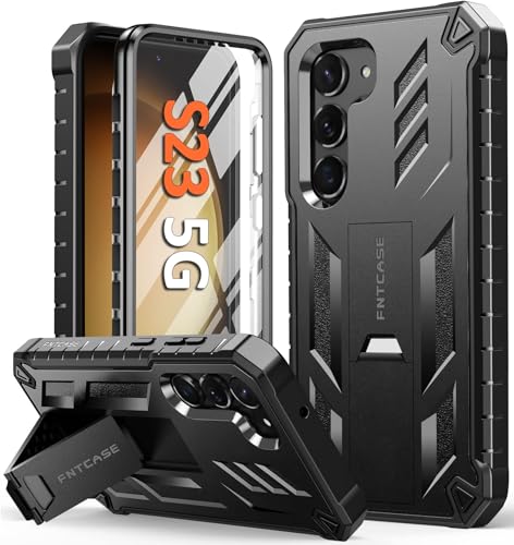 FNTCASE Hülle für Samsung Galaxy S23 Handyhülle: Rugged Militärischer Grad 360 Rundumschutz Hülle mit Eingebauter Ständer Fallschutz rutschfest Hüllen für Galaxy S23 von FNTCASE