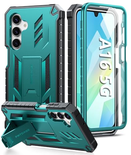 FNTCASE Schutzhülle für Samsung Galaxy A16-5G: Fallsichere Schutzhülle in Militärqualität, mit Ständer, matt strukturiertes, robustes, stoßfestes TPU, robuste Handyhülle, Grün von FNTCASE