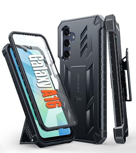 FNTCASE Schutzhülle für Samsung Galaxy A16-5G: Robuste Handyhülle in Militärqualität, mit Ständer und Holster, stoßfester TPU-Schutz, matt, strukturiertes Design für Galaxy A16 Hüllen 6,7 Zoll – von FNTCASE