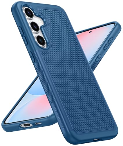 FNTCASE für Samsung Galaxy S24-FE Hülle: Dual Layer Schutzhülle Handyhülle Robuste Stoßfest mit Anti-Rutsch Textur Rückseite - Militärischer Schutz Langlebig Bumper Mobiltelefone - 6,7 Zoll (Blau) von FNTCASE