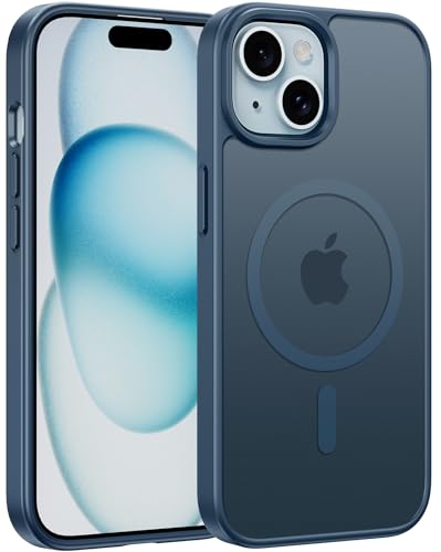 FNTCASE für iPhone 15 Hülle Magnetische: iPhone 15 Handyhülle Translucent Matte Militär Fallschutz Anti Vergilbung Handyhülle - Robuste langlebige stoßfeste Dünne Schutzhülle (Blau/6.1 Zoll) von FNTCASE