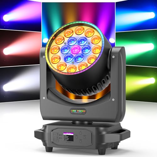 220W Bühne Moving Head Licht, 19 LED RGBW 4 in 1 Partylicht Professionelles Focus Dye DJ Licht mit Lichtleiste und 4 Steuerungsmodi für Party KTV Konzert Musikfestival Weihnachten Hochzeit Feiern von FODEXAZY