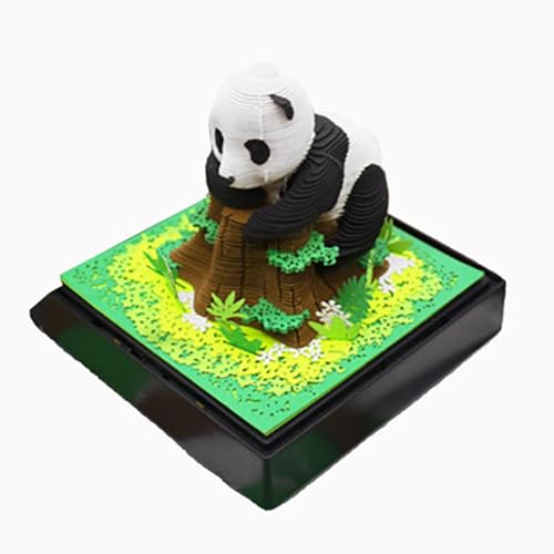 FOELANNE 3D-Tischkalender 2025 Memo-Block, Panda hält einen Schnitzkalender aus Bambuspapier, der Sich for Ornamente oder Geschenke eignet von FOELANNE