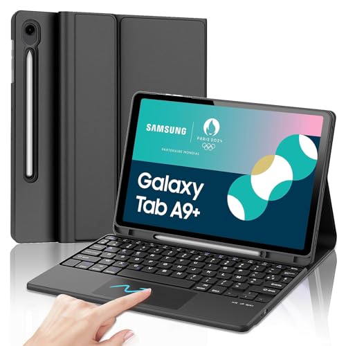 FOGARI Tastatur für Samsung Galaxy Tab A9 Plus | Tastaturhülle für Samsung Galaxy Tab A9+ 11 Zoll – kabellose AZERTY-Tastatur mit Touchpad für Samsung Galaxy Tab A9+ 2023 (SM-SM-X210/X216/X218), von FOGARI