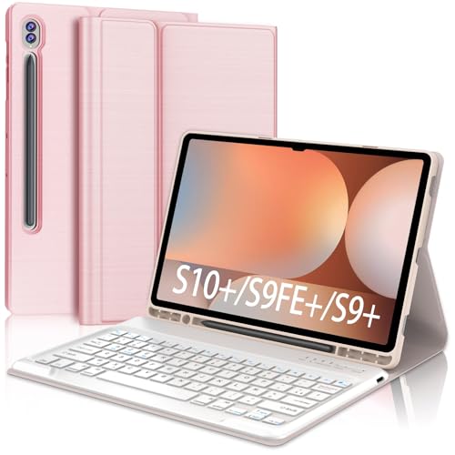 Samsung Galaxy Tab S10 Plus 5G Tastatur 2024 – Galaxy Tab S9 FE Plus /S9 Plus 12,4 Zoll Tastatur, AZERTY-Tastatur, magnetisch, abnehmbar, für Samsung Galaxy Tab S10+/S9FE+/S9+ 12,4 Zoll, Oro Rosa von FOGARI