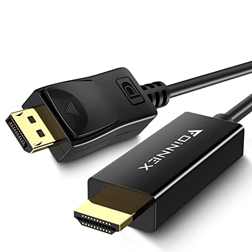 FOINNEX DisplayPort auf HDMI Kabel 4K, DP to HDMI Kabel 2M UHD HDR, Display Port zu HDMI Cable Unidirektionaler Verbindungskabel Video Stecker für Laptop,PC,Desktop in zu HDTV,Monitor,Beamer Out von FOINNEX