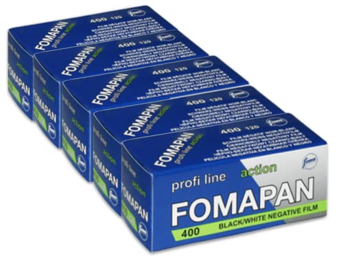 5er Pack Foma Fomapan Action Fotofilm 400 ISO Schwarz - Weiß Negativ- Rollfilm/Mittelformatfilm / 120 Format von FOMA