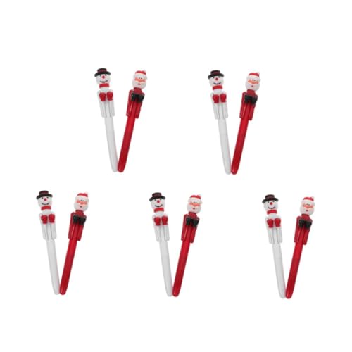 FOMIYES 5 Sätze 5 Sets Weihnachts Kugelschreiber Weihnachtsgeschenke Weihnachts Stanzstifte Neuartiger Stift Bowling Kugelschreiber Süßer Box Stift Weihnachtsmann Stifte 2 Stück * 5 von FOMIYES