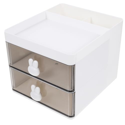 FONDOTIN Bürodekor Regal Ablage Besteck Großer Schubladen-Organizer schreibtischgestell storage boxes Schreibwaren-Organizer im Schubladen-Stil kreativer Kosmetik-Organizer Plastik Weiß von FONDOTIN