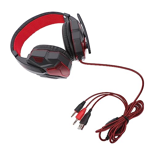 FONDOTIN Leuchtendes Gaming Headset Ohrhörer Kabel Ohrpolster Headset On Ear Headset Headset Ohrhörer Gaming Headset Headsets Abs Rot von FONDOTIN