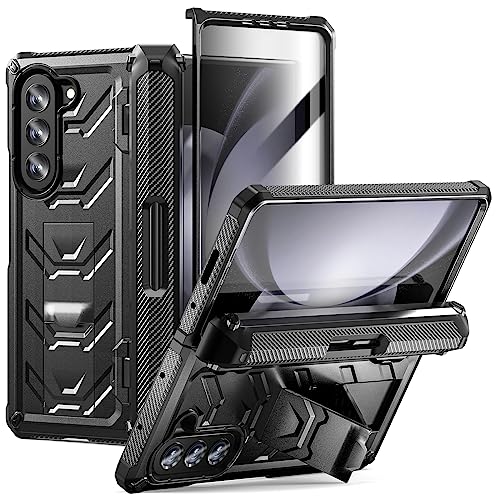 FONREST Rugged Armor Schutzhülle für Samsung Galaxy-Z-Fold-5 5G mit eingebautem [Ständer] [S-Stifthalter] [Displayschutzfolie] [Scharnierschutz], militärische, robuste stoßfeste Ganzkörper-Schutzhülle von FONREST