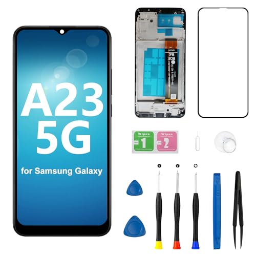 Ersatzbildschirm für Samsung Galaxy A23 5G A236u a236a a236w s237vl LCD-Rahmen Display Touch Digitizer Montage mit Reparaturwerkzeug-Kits 16,8 cm (6,6 Zoll), Schwarz von FOOBONG