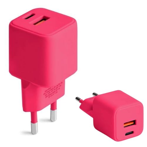 FOREVER COLORUM Ladegerät USB-A USB-C 30W Magenta - Quick Charge Funktion und Power Delivery Technologie - USB Ladegerät mit Feuerfestes Gehäuse und GaN-Technologie - Schnellladegerät USB C USB A von FOREVER