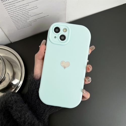 FORLUZ Candy Color Love Heart Handyhülle für iPhone 15 14 13 12 11 Pro Max Plus X XR Max Weiche Silikon-Kameraschutzhülle, Hellblau, Für iPhone 11 von FORLUZ