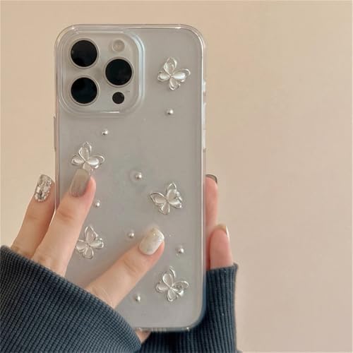 FORLUZ Epoxy Butterfly Transparente weiche Handyhülle für iPhone 14 15 13 12 Pro Max 14 15 Plus 11 Schöne stoßfeste Stoßstangenabdeckung Geschenk, Transparent, Für iPhone 14ProMax von FORLUZ