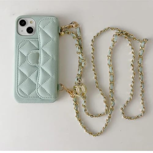 FORLUZ Für iPhone 15 Crossbody Lanyard Handyhülle Leder Kartentasche Matte Hülle für IP 14 12 13 11Pro Max Telefonständer Kartensteckplatz, Blau, Für iPhone15Pro von FORLUZ