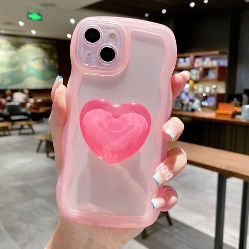 FORLUZ Wave Love Bracket Geeignet für iPhone 15PRO 14PLUS 13 12PRO 11PROMAX XS XR XSMAX Anti-Drop-Schutzhülle, Pink, für iPhone14PLUS von FORLUZ