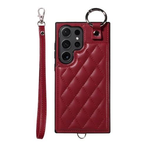 Handyhülle mit Kartenhalter und Riemen für Samsung Galaxy S23 S21 FE S24 S22 Ultra A15 A23 A52S A25 A33 A34 A35 A54 A55 5G A05 A05S A24 4G, Bordeaux, für Galaxy A05 4G von FORLUZ