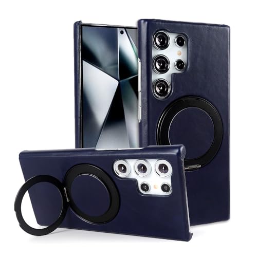 Luxus-Hülle für Samsung Galaxy S24 Ultra S23 S22 S21FE S20 Note20 S23FE Handyhüllen mit magnetischer Ringhalterung, Navy Blue5239, Für Samsung S22 von FORLUZ