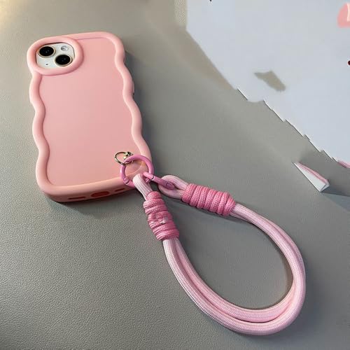 Mit Lanyard Silikon Wave Handyhülle für Samsung Galaxy A05 A05S S24 S23 S21 S20 FE S22 Ultra A15 A25 A55 A54 5G Rückseite, Pink, für Samsung A54 5G von FORLUZ