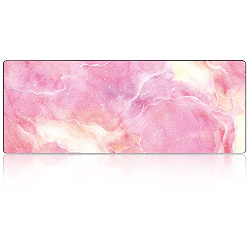 FORRICA Groß Mauspad Marmormuster Gaming Mousepad XXL 900x400 MM Tastaturblock Pad Wasserdicht rutschfeste Verlängerte Mausmatte Verbessert Präzision Geschwindigkeit für Büro Zuhause Rosa von FORRICA