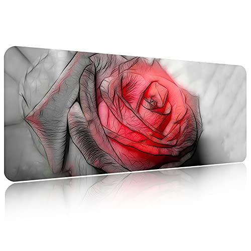 FORRICA Mauspad XXL 900x400x3MM Groß Gaming Mousepad Verdicktes Wasserdicht rutschfeste Tastatur Pad Schreibtischunterlage Schreib Mat Geeignet für Zuhause Büro Blume A von FORRICA