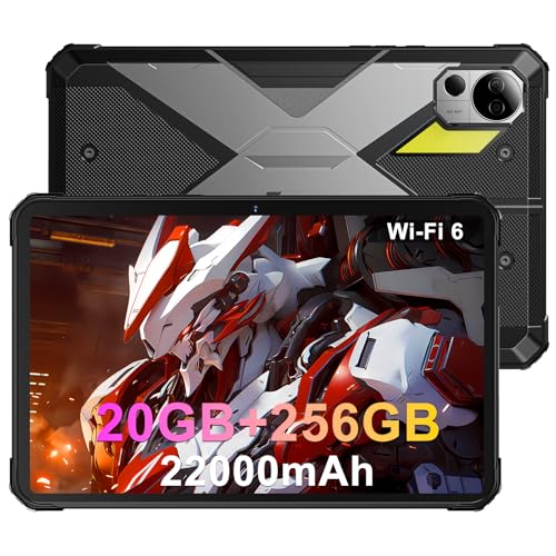 FOSSiBOT DT2 Outdoor Tablet 22000mAh Akku(66W) Android 13 Tablet, 20(12+8) GB RAM + 256GB ROM/2TB Rugged Tablet Pad PC 10.4''FHD+ Bildschirm, IP68 Wasserdicht Tablet mit 64MP+32MP Kamera (Blau) von FOSSiBOT