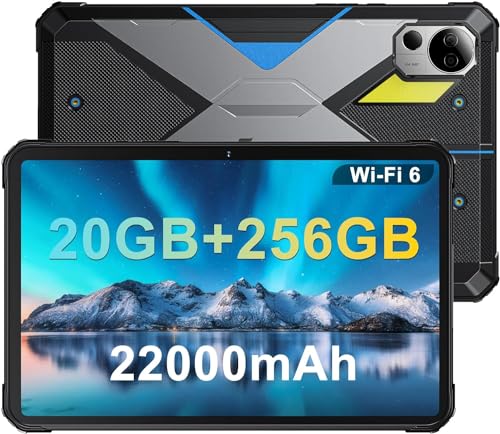 FOSSiBOT DT2 Outdoor Tablet Android 13, 12GB RAM + 256GB ROM(2TB Erweiterbar), Tablet 10.4 Zoll FHD+ 2K, 22000mAh Akku Robustes Tablet PC, IP68 Wasserdicht Tablet, 64MP Kamera/Vier Lautsprecher Blau von FOSSiBOT