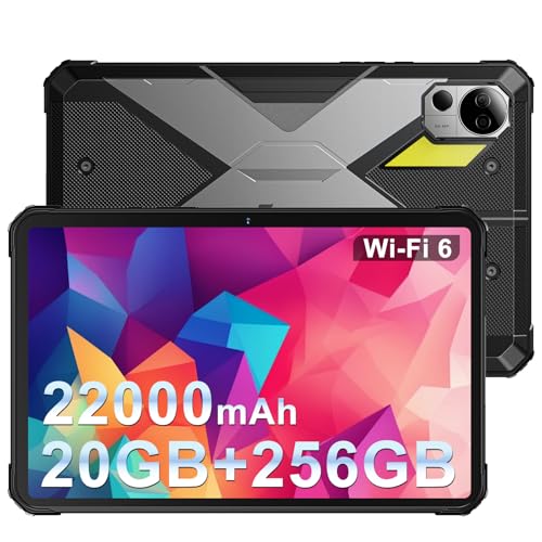 FOSSiBOT DT2 Outdoor Tablet Android 13, 12GB RAM + 256GB ROM(2TB Erweiterbar), Tablet 10.4 Zoll FHD+ 2K, 22000mAh Akku Robustes Tablet PC, IP68 Wasserdicht Tablet, 64MP PDAF Kamera/Vier Lautsprecher von FOSSiBOT