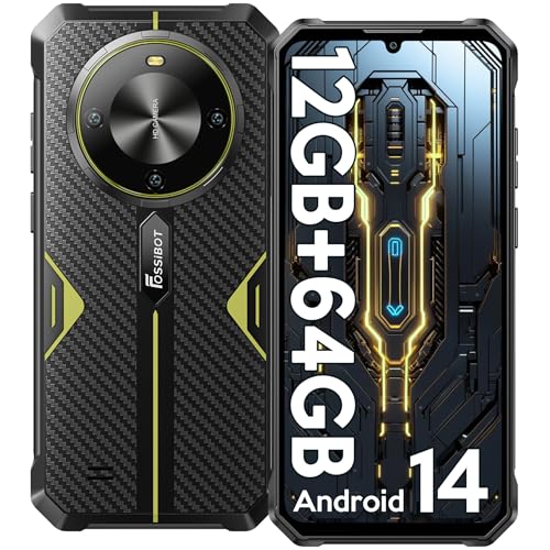 FOSSiBOT F105 Outdoor Handy Android 14-12GB(4+8)+64GB ROM Outdoor Smartphone Ohne Vertrag 10300mAh, 6.74" HD+ Rugged Smartphone, 20MP+8MP, 4G Dual SIM Wasserdichter Baustellenhandy/IP68/69K/GPS/OTG von FOSSiBOT