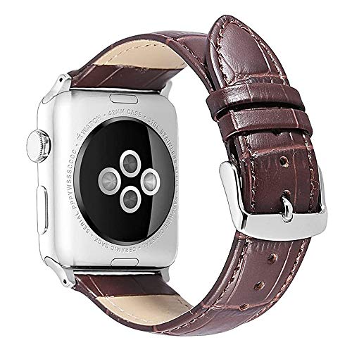 FOUUA Kompatibel für Apple Watch Armband Leder Krokodilmuster 45mm 40mm 44mm 42mm 40mm 38mm Weichlederband Ersatzband Kompatibel für iWatch Armband Serie 7 6 5 4 3 2 1 SE von FOUUA